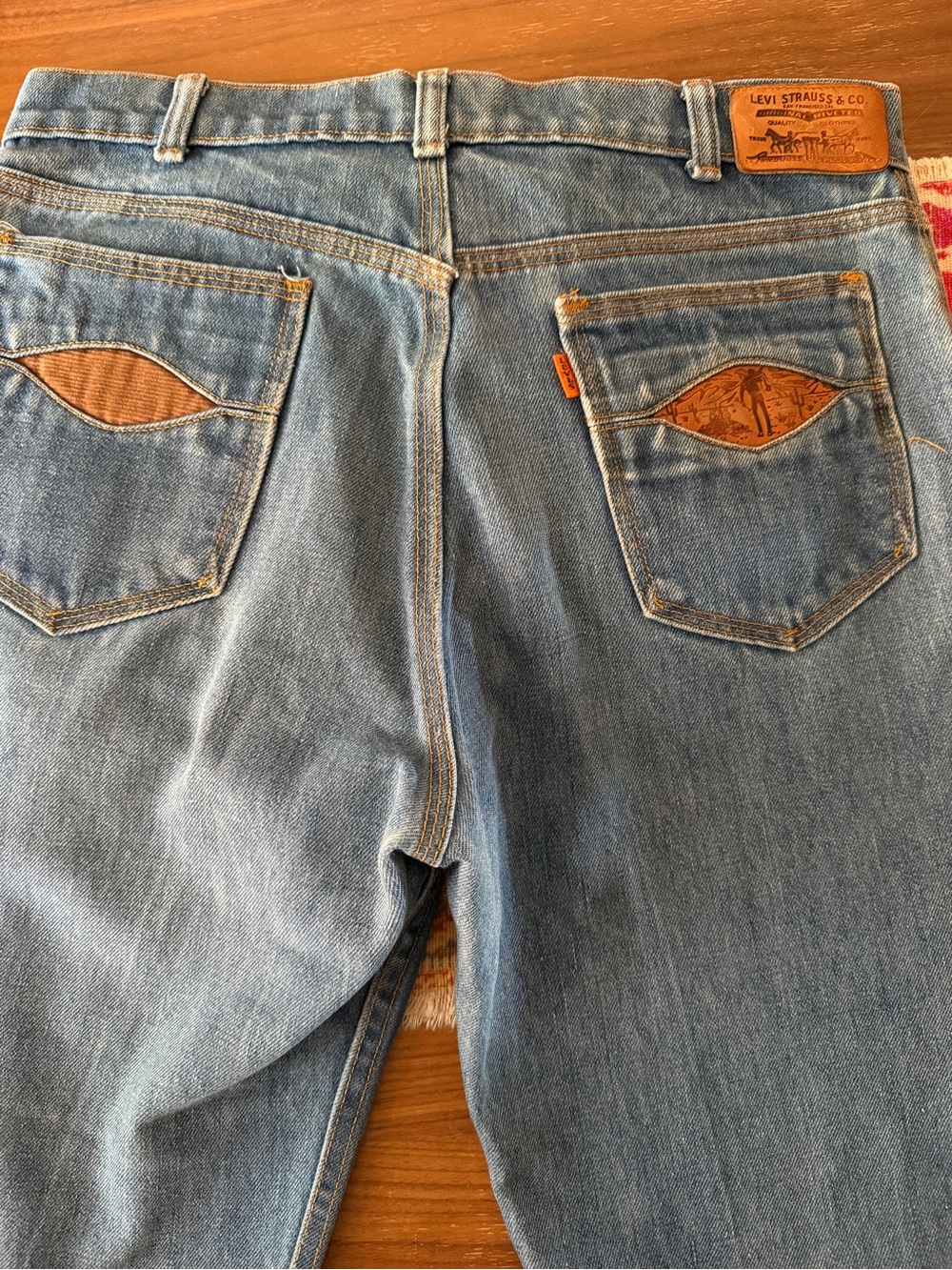 VTG 1980 Levi’s Orange Tab 22125 5518 Cowboy Leather Pocket Jeans 34x30 Rare